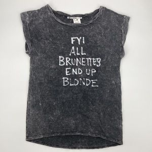 Pam & Gela FYI Graphic Off the Shoulder Destroyed Maternity Tee Shirt NWT